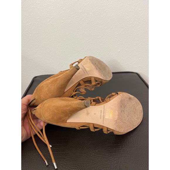 SIGERSON MORRISON Tan Suede Gladiator Heeled Sandals - Picture 6 of 6